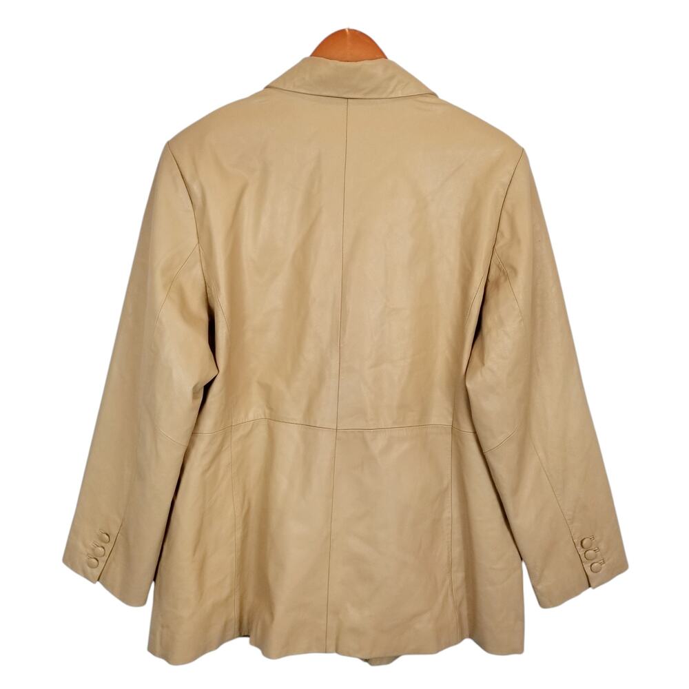 Terry Lewis Classic Luxuries Women's Vintage Leather Jacket Trench Coat Tan - Picture 3 of 10